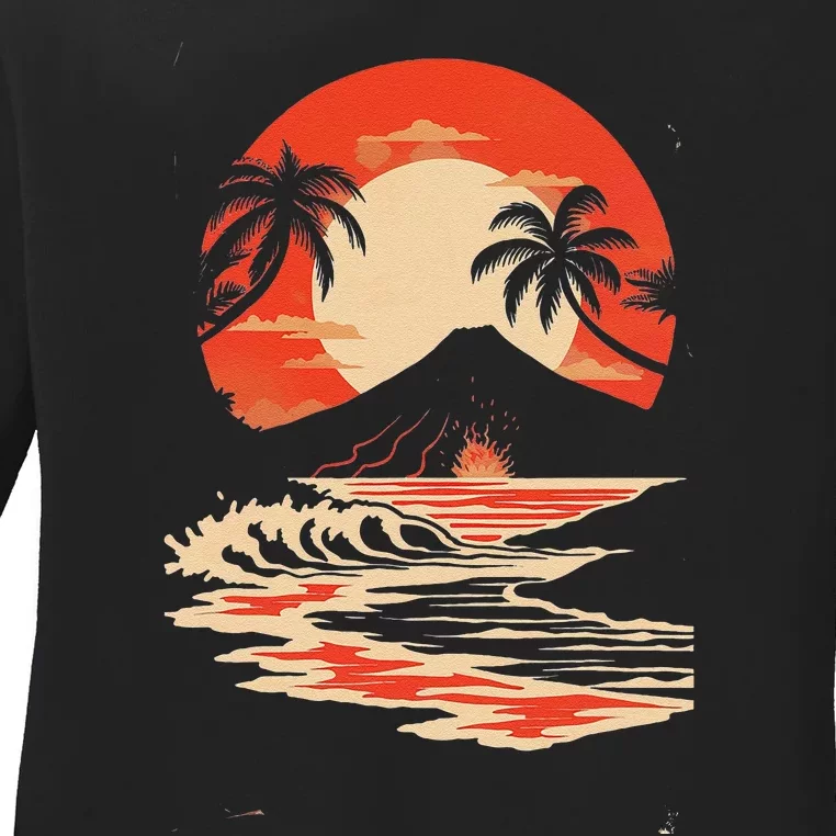 Hawaiian Volcano Cool Ladies Long Sleeve Shirt