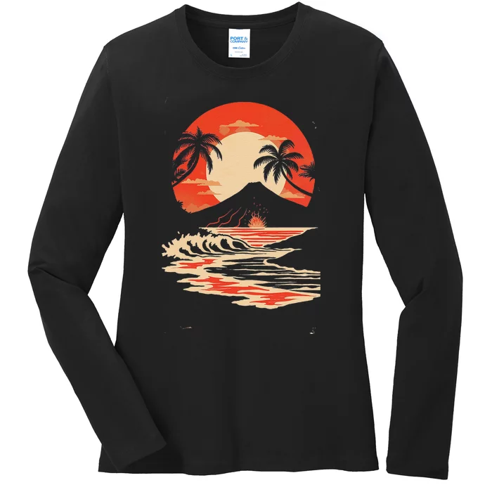 Hawaiian Volcano Cool Ladies Long Sleeve Shirt