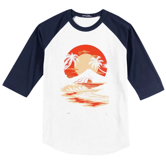 Hawaiian Volcano Cool Baseball Sleeve Shirt