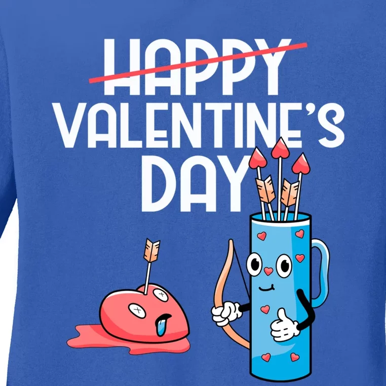 Happy Valentines Day Cute Gift Funny Cupid Bow And Arrow Heart Gift Ladies Long Sleeve Shirt