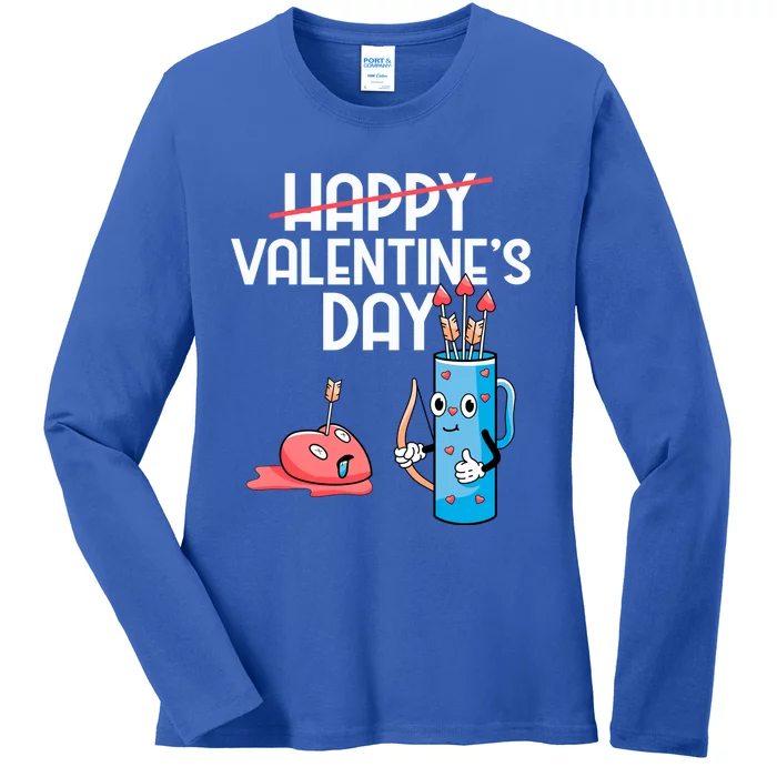 Happy Valentines Day Cute Gift Funny Cupid Bow And Arrow Heart Gift Ladies Long Sleeve Shirt