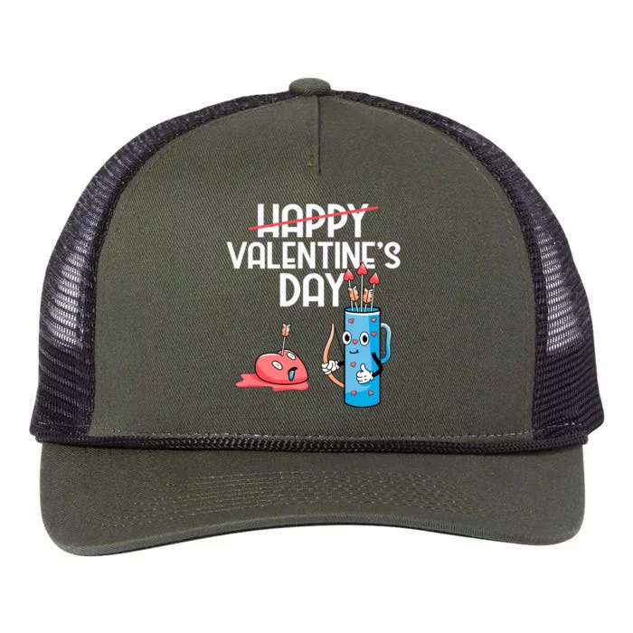 Happy Valentines Day Cute Gift Funny Cupid Bow And Arrow Heart Gift Retro Rope Trucker Hat Cap