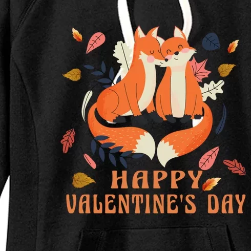 Happy Valentine's Day Love Fox Gift Women's Fleece Hoodie