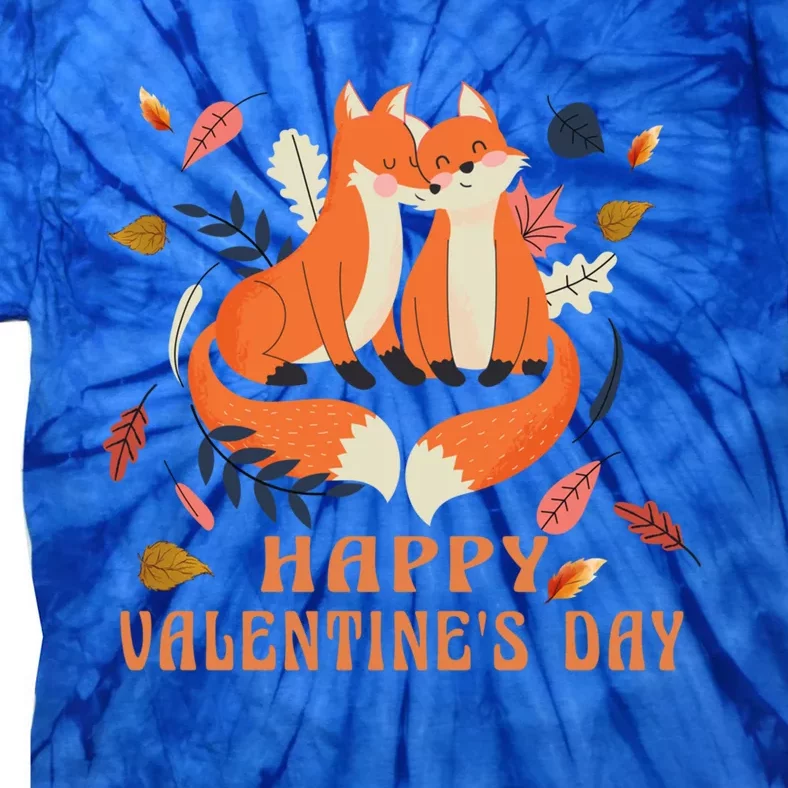 Happy Valentine's Day Love Fox Gift Tie-Dye T-Shirt