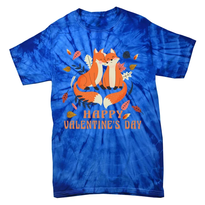 Happy Valentine's Day Love Fox Gift Tie-Dye T-Shirt