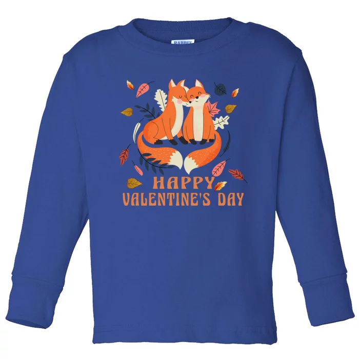 Happy Valentine's Day Love Fox Gift Toddler Long Sleeve Shirt