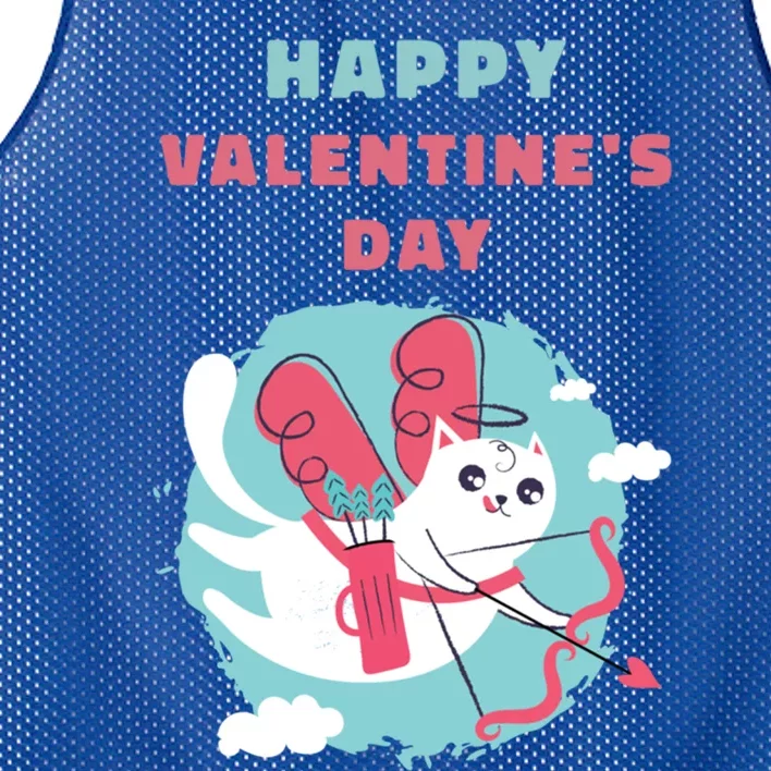 Happy Valentine's Day Love Cat Cool Gift Mesh Reversible Basketball Jersey Tank