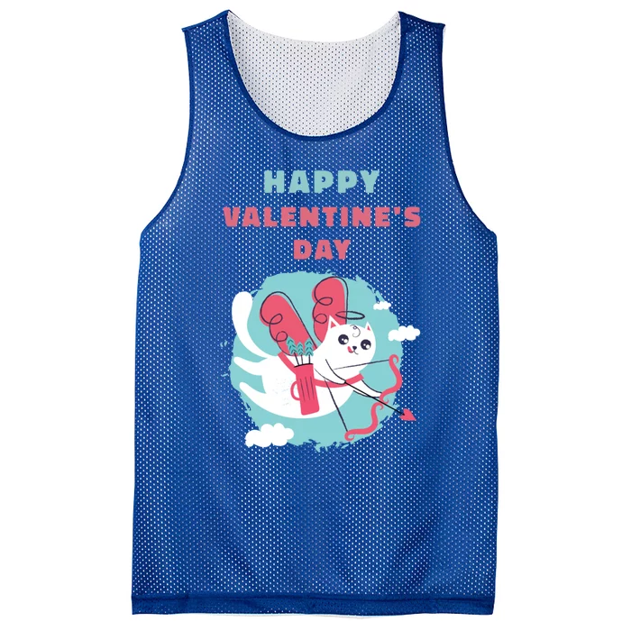 Happy Valentine's Day Love Cat Cool Gift Mesh Reversible Basketball Jersey Tank