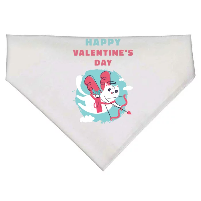 Happy Valentine's Day Love Cat Cool Gift USA-Made Doggie Bandana