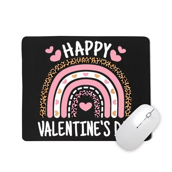 Happy Valentines Day Leopard Rainbow Mousepad