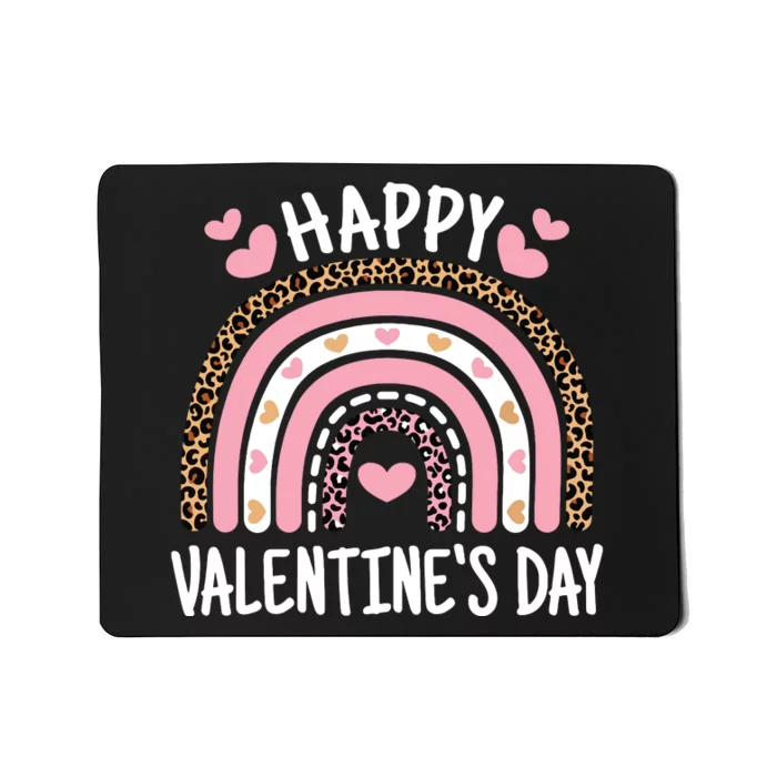 Happy Valentines Day Leopard Rainbow Mousepad