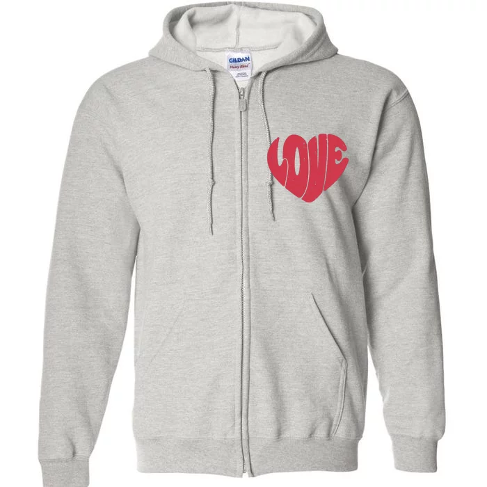 Happy Valentine's Day Love Hearts Retro Wo Full Zip Hoodie