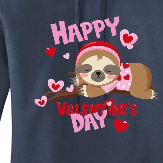 Happy Valentine's Day, Funny Baby Sloth Women's Pullover Hoodie