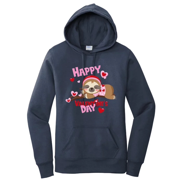 Happy Valentine's Day, Funny Baby Sloth Women's Pullover Hoodie