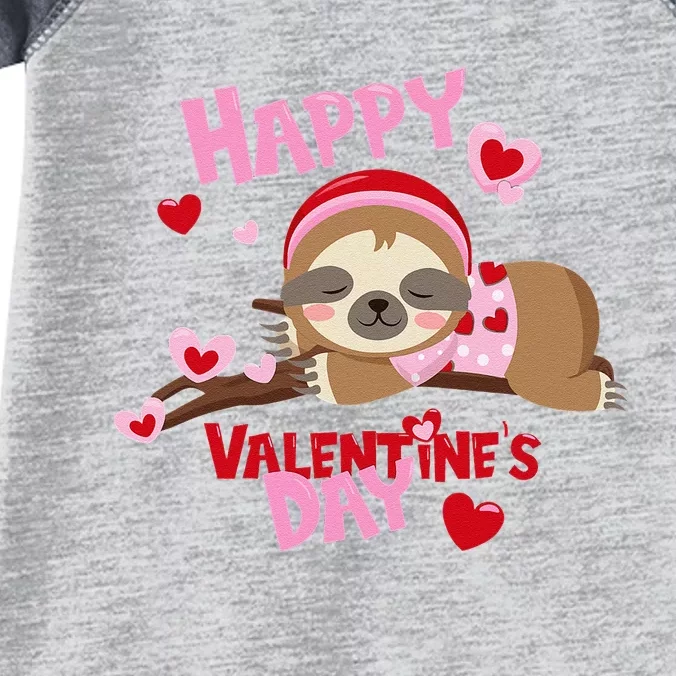 Happy Valentine's Day, Funny Baby Sloth Infant Baby Jersey Bodysuit