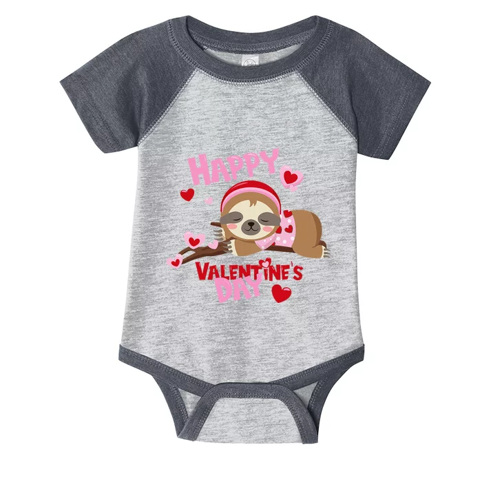 Happy Valentine's Day, Funny Baby Sloth Infant Baby Jersey Bodysuit