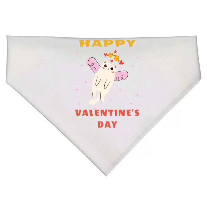 Happy Valentine's Day Love Cat Cool Gift USA-Made Doggie Bandana