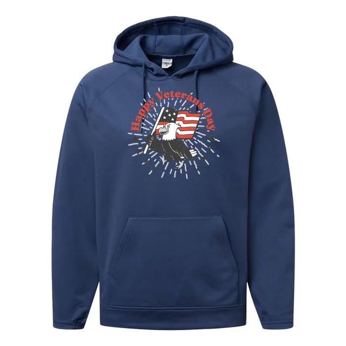 Happy Veterans Day Eagle Performance Fleece Hoodie