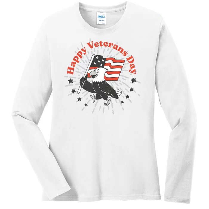 Happy Veterans Day Eagle Ladies Long Sleeve Shirt