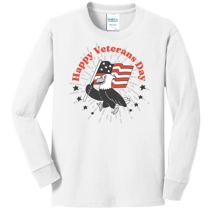 Happy Veterans Day Eagle Kids Long Sleeve Shirt