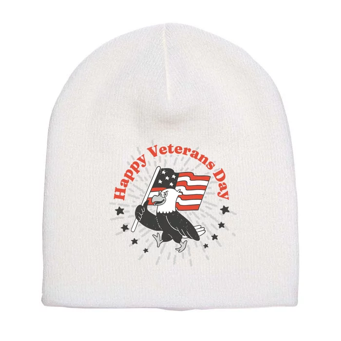 Happy Veterans Day Eagle Short Acrylic Beanie