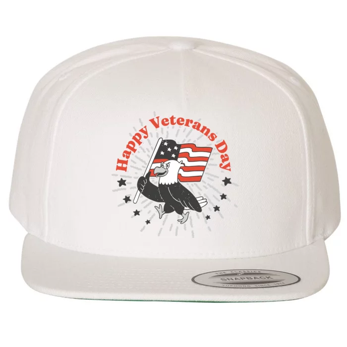 Happy Veterans Day Eagle Wool Snapback Cap