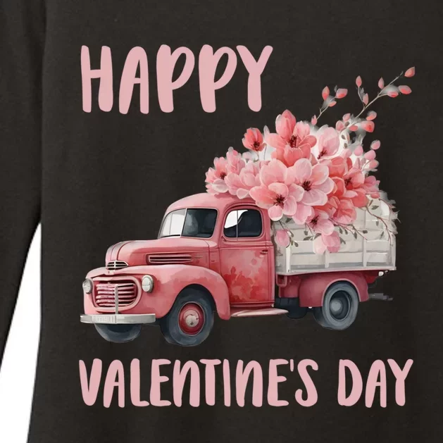 Happy Valentine's Day Flower Truck Friend Friend Cute Gift Womens CVC Long Sleeve Shirt