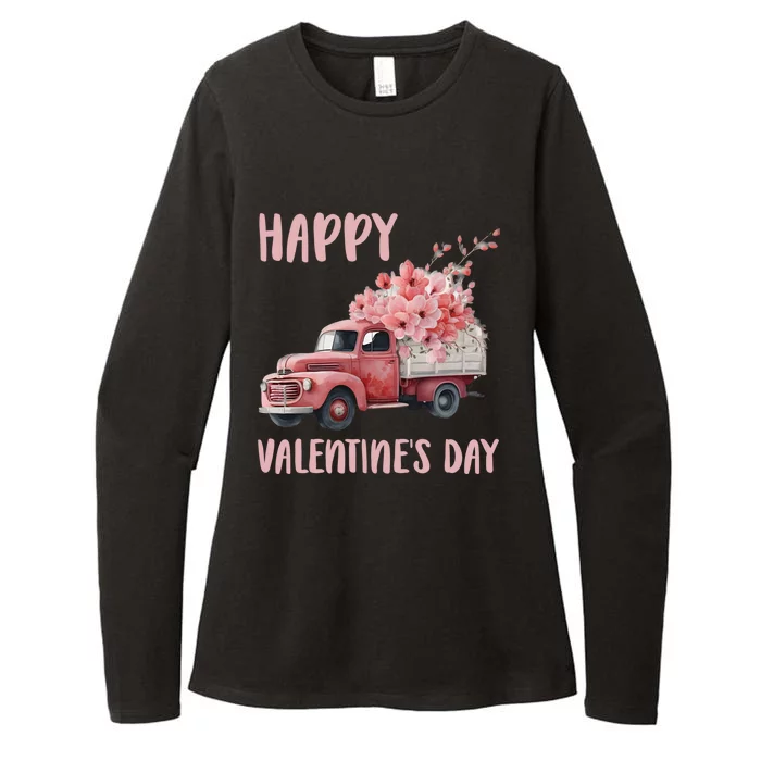 Happy Valentine's Day Flower Truck Friend Friend Cute Gift Womens CVC Long Sleeve Shirt