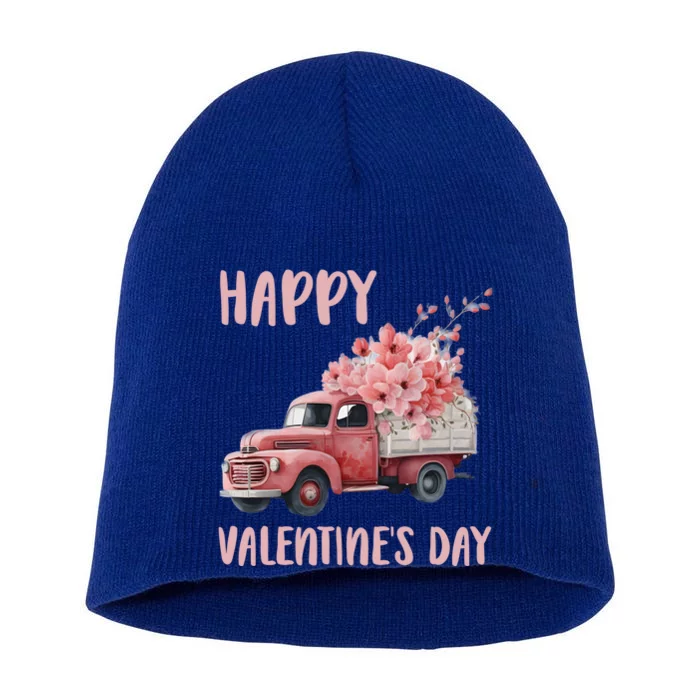 Happy Valentine's Day Flower Truck Friend Friend Cute Gift Short Acrylic Beanie