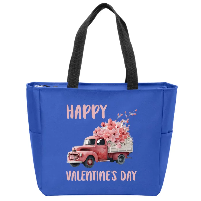 Happy Valentine's Day Flower Truck Friend Friend Cute Gift Zip Tote Bag