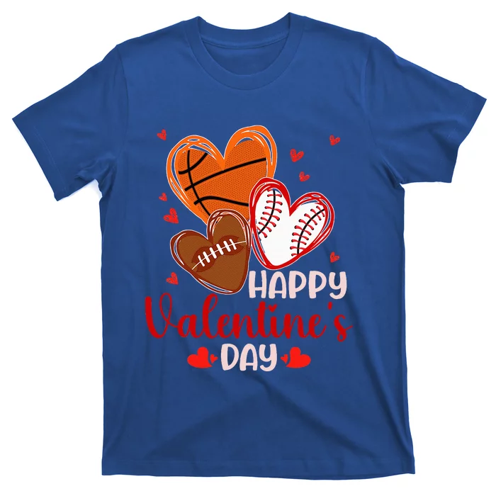 Happy Valentines Day Basketball Baseball Football T-Shirt