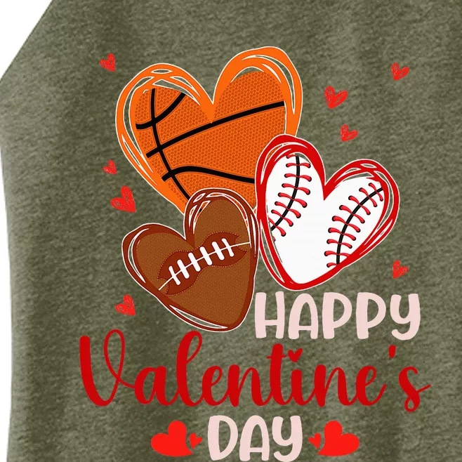 Happy Valentines Day Basketball Baseball Football Women’s Perfect Tri Rocker Tank