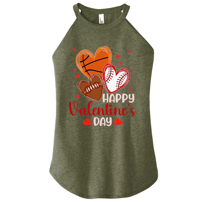 Happy Valentines Day Basketball Baseball Football Women’s Perfect Tri Rocker Tank