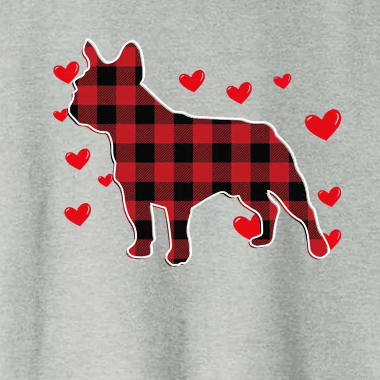 Happy Valentine's Day French Bulldog Red Plaid Heart Cool Gift Women's Crop Top Tee