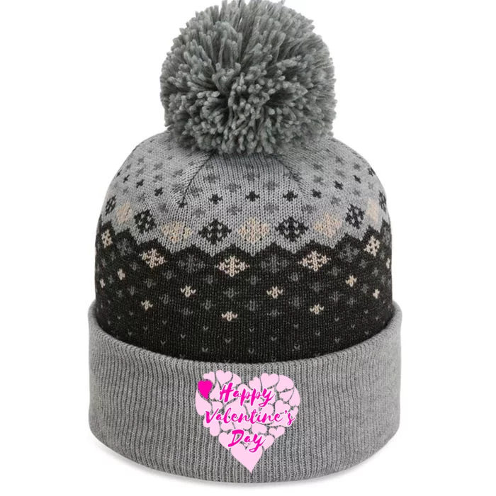 Happy Valentine's Day Heart Shape Logo The Baniff Cuffed Pom Beanie