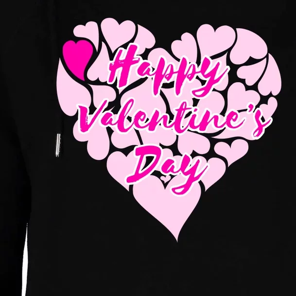 Happy Valentine's Day Heart Shape Logo Womens Funnel Neck Pullover Hood