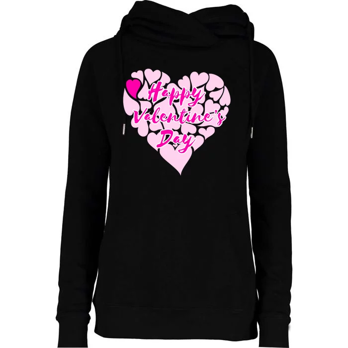 Happy Valentine's Day Heart Shape Logo Womens Funnel Neck Pullover Hood