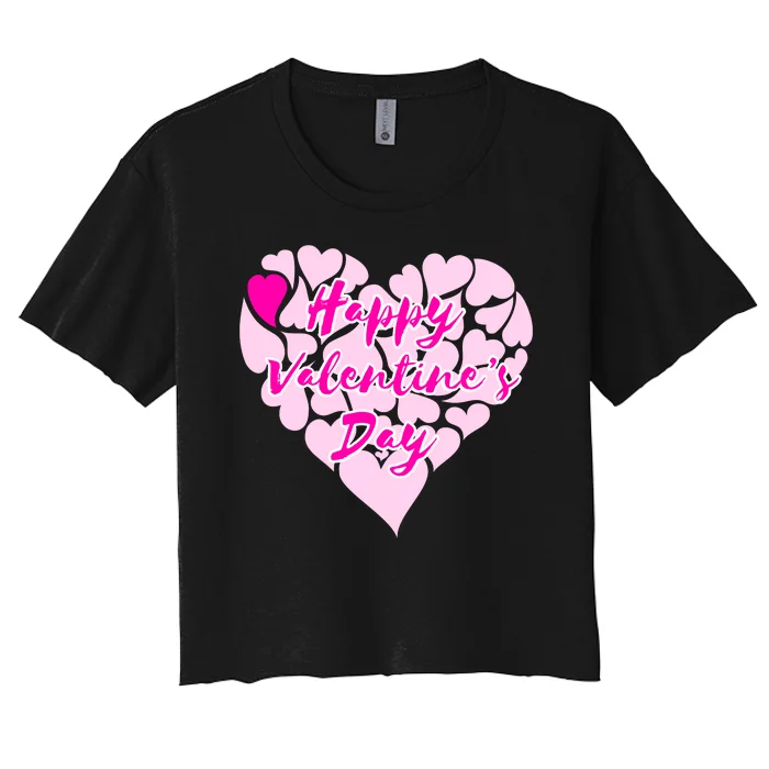 Happy Valentine's Day Heart Shape Logo Women's Crop Top Tee