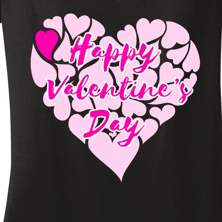 Happy Valentine's Day Heart Shape Logo Women's V-Neck T-Shirt