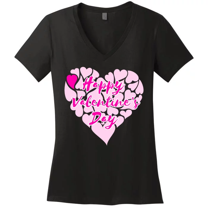 Happy Valentine's Day Heart Shape Logo Women's V-Neck T-Shirt