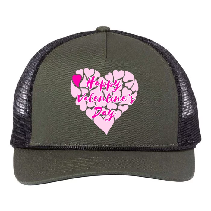 Happy Valentine's Day Heart Shape Logo Retro Rope Trucker Hat Cap