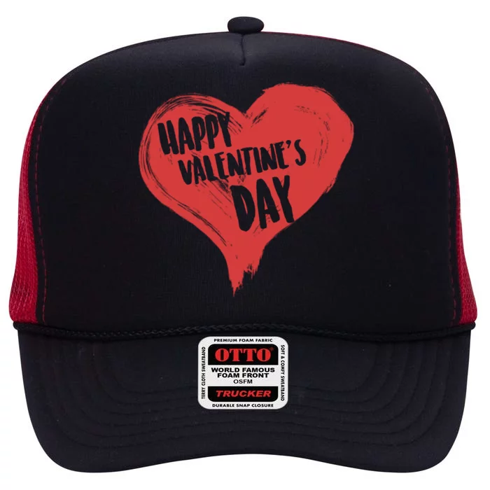 Happy Valentine’s Day! Cute Love Heart Classic Gift High Crown Mesh Trucker Hat