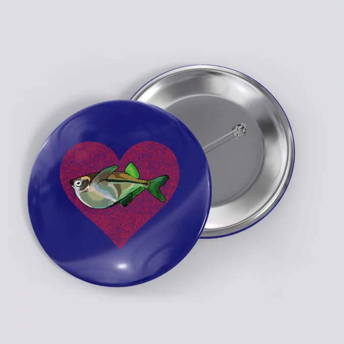 Hatchetfish Valentines Day Fish Love Fingerprint Gift Button