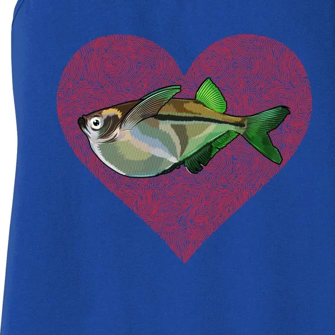 Hatchetfish Valentines Day Fish Love Fingerprint Gift Women's Racerback Tank