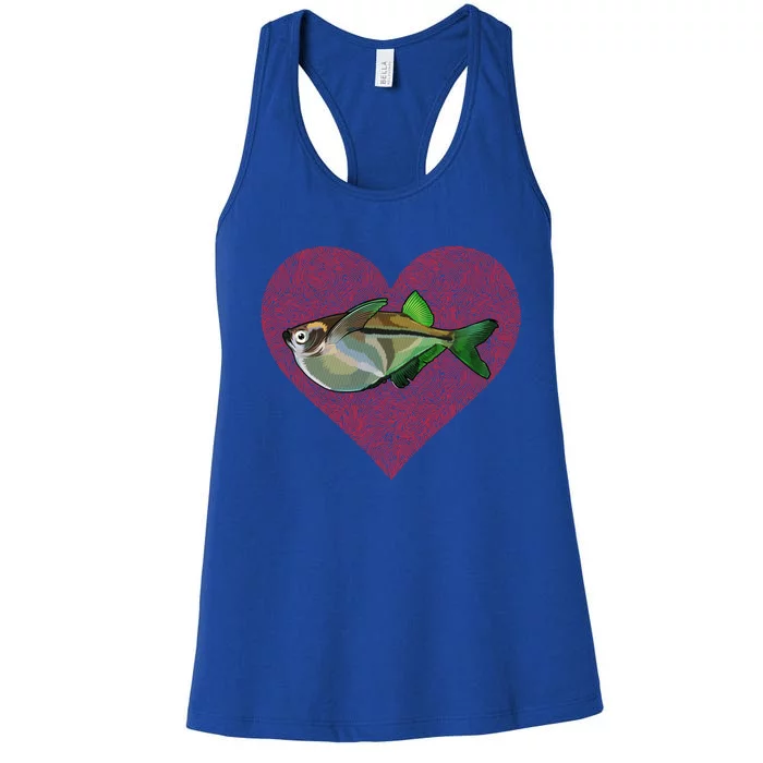 Hatchetfish Valentines Day Fish Love Fingerprint Gift Women's Racerback Tank