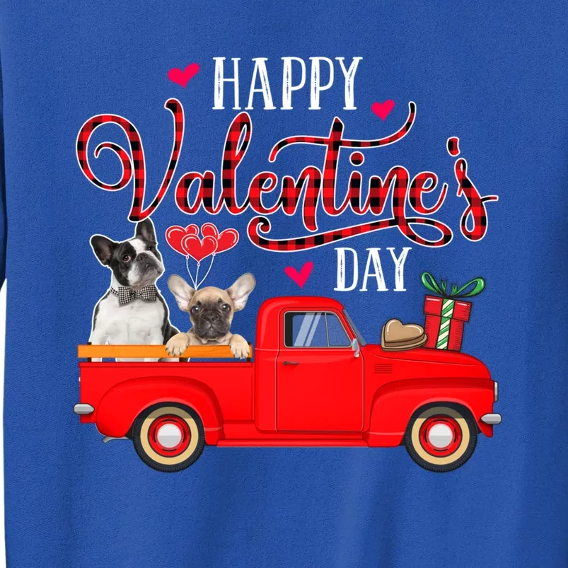 Happy Valentine's Day Funny Plaid Red Truck French Bulldog Funny Gift Tall Sweatshirt