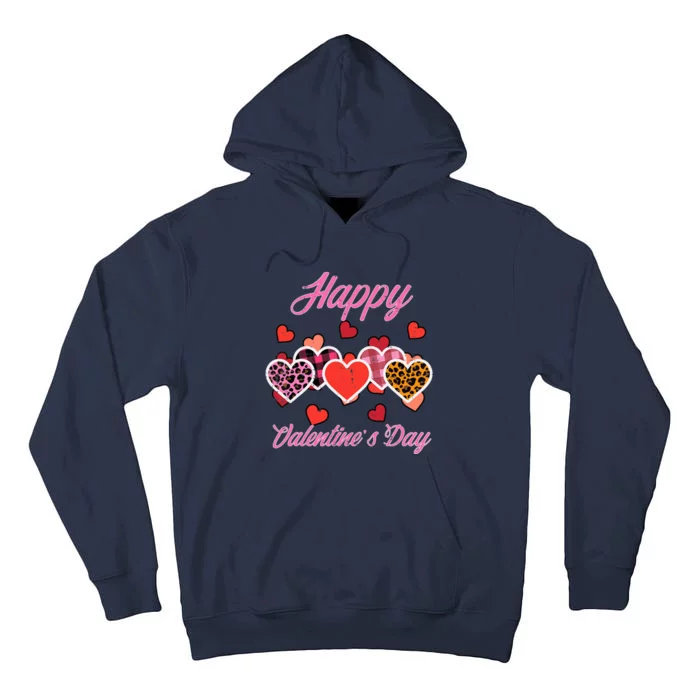 Happy Valentines Day Leopard Plaid Hearts Wo Girl Tall Hoodie