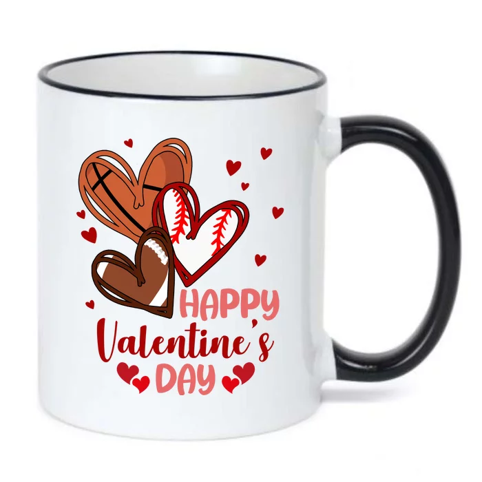 Happy Valentines Day Sports Lover Heart Gift Black Color Changing Mug