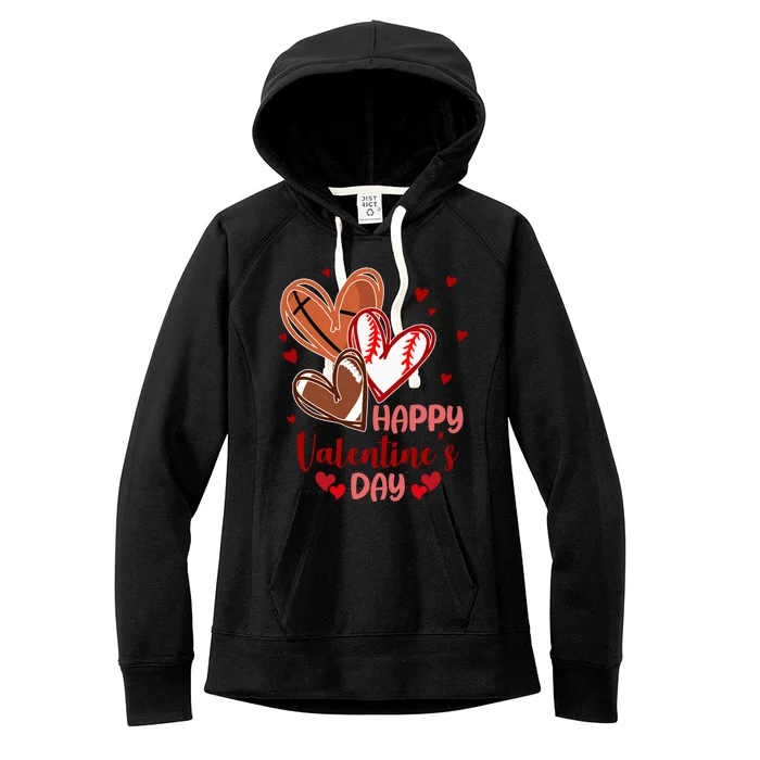 Happy Valentines Day Sports Lover Heart Gift Women's Fleece Hoodie