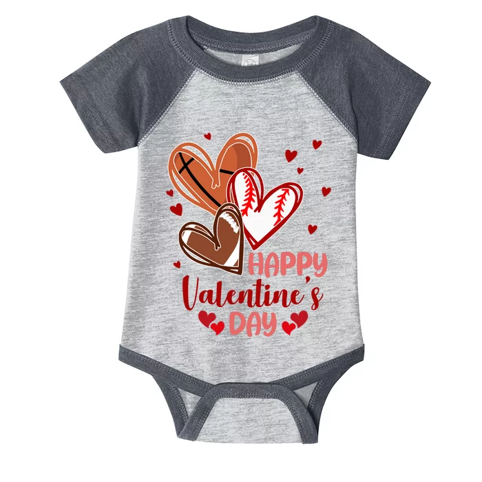 Happy Valentines Day Sports Lover Heart Gift Infant Baby Jersey Bodysuit